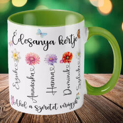 Deconline Crafts Anyák napi bögre "Anya kertje" egyedi névvel, zöld, kerámia (DO133006-GREEN-MUG)