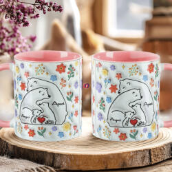 Deconline Crafts Ajándék bögre "Medve család, Max 5 gyerek" Személyre szabható, rózsaszín, kerámia (DO133019-PINK-MUG)