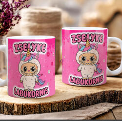 Deconline Crafts Egyedi neves Labubu "Labukornis"bögre személyre szabható fehér (DO69365-CERAMIC-MUG)