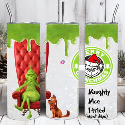 Deconline Crafts Grincs mintás termosz pohár 600ml "Merry Grinchmas" HD tumbler (DO129210-600ML)
