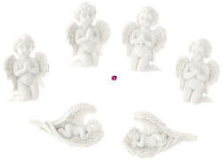 Decoration & Design Angyal térdelő/fekvő, ragasztható poly 4, 5x1, 8x6, 8 cm fehér 6 féle (DD56443)