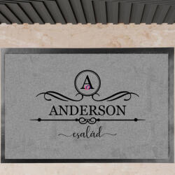 Deconline Crafts Lábtörlő egyedi névvel 60x40 cm szürke Családneves, monogramos (DO131001)