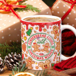 Deconline Crafts Karácsonyi bögre "Gingerbread Kisses" Pufi hatású (DO129172-CERAMIC-MUG)