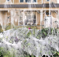 Deconline Hounted House Prémium halloweeni Jumbo pókháló 4 pókkal (DO106012)