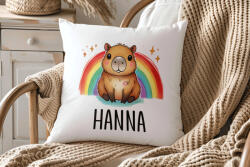 Deconline Crafts Egyedi neves CAPYBARA "Rainbow" párnahuzat választható személyre szabható egyedi névvel 40 cm (DO133034-PILLOW)