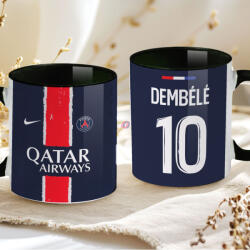 Deconline Crafts Prémium PSG Bögre személyre szabható, egyedi névvel 330ml Fekete bögre "Home kit (DO69357-BLACK-MUG)