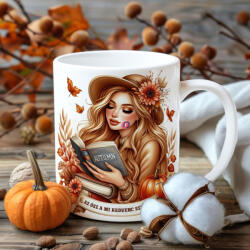 Deconline Crafts Halloween mintás bögre Olvasó lány, egyedi szöveggel (DO126142-CERAMIC-MUG)