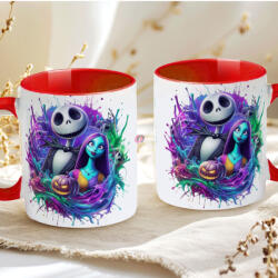 Deconline Crafts Halloween mintás bögre "Jack and Sally" red (DO126134-RED-MUG)