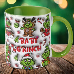 Deconline Crafts Grincses karácsonyi bögre "bébi Grincs" pufi hatású zöld bögre (DO129207-GREEN-MUG)