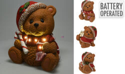 Koopman XL LED karácsonyi maci figura Mikulássapkával 29 cm (ALX630840)