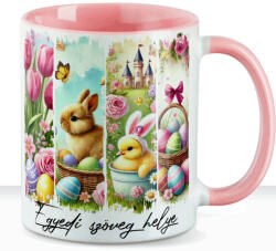Deconline Crafts Húsvéti bögre "Retro Húsvét" egyedi felirattal, rózsaszín, kerámia (DO133003-PINK-MUG)