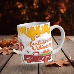 Deconline Crafts Őszi mintás bögre 3D pufi hatású "Autumn vibes (DO126101)