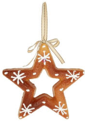 Decoration & Design Mézeskalács csillag akasztós polyfoam 21x21x2, 5 cm barna, fehér (DD70010)