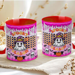 Deconline Crafts Őszi mintás bögre 3D pufi hatású "Spooky Season" red (DO126128-RED-MUG)