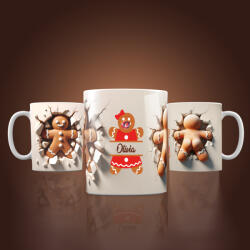 Deconline Crafts Személyre szabható Karácsonyi bögre 3D mézi, egyedi névvel Lányos (DO129130-L)