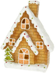 Decoration & Design Mézeskalács ház LED-es poly 19, 5x11x23 cm barna, fehér (DD70339)