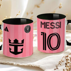 Deconline Crafts Prémium Inter Miami Bögre személyre szabható, egyedi névvel 330ml Fekete bögre "Messi (DO69358-BLACK-MUG)