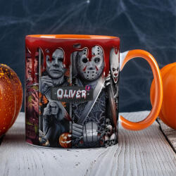 Deconline Crafts Halloween mintás bögre Egyedi névvel Horror karakterekkel Narancssárga (DO126131-ORANGE)