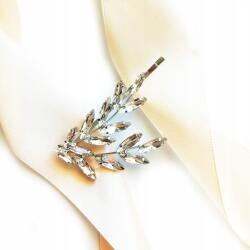 Kokonet Ezüst hajtű dekoratív elegáns esküvői levelek strassz ág (Ozdobna wsuwka spinka do włosów)