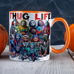 Deconline Crafts Halloweeni mintás bögre Thug life Narancssárga (DO126152-ORANGE-MUG)