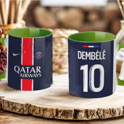 Deconline Crafts Prémium PSG Bögre személyre szabható, egyedi névvel 330ml Zöld bögre "Home kit (DO69357-GREEN-MUG)