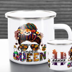 Deconline Crafts Személyre szabható Halloweeni FÉM bögre, Pumpkin Queen 360ml (DO69331-ALU-MUG)