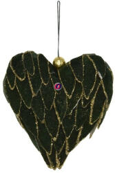 Decoration & Design Karácsonyi ablakdísz szív alakú akasztós textil 13x13 zöld (DD62401)