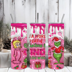 Deconline Crafts Grincs mintás termosz pohár 600ml "Cindy Lou" HD tumbler (DO129189-600ML)