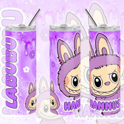 Deconline Crafts Személyre szabható "LABUBU Lila" fém Termosz / tumbler egyedi névvel 600 ml (DO69363-LILA-TUMBLER-600)