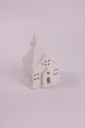 QX-IMP LED-es Prémium Kerámia mécsestartó fehér házikó 10, 4 cm (182442)