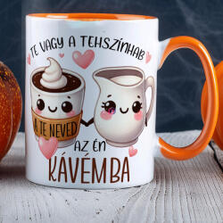 Deconline Crafts Szerelmes bögre "Te vagy a tejszínhab a kávémba" egyedi névvel, narancssárga, kerámia (DO133011-ORANGE-MUG)