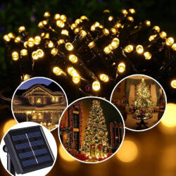 Koopman Jégcsap fényfüzér 480 LED-es melegfehér, Usb-vel tölthető, napelemes fényfüzér távirányítóval 7, 8 m (AEX100160)