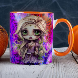 Deconline Crafts Halloweeni mintás bögre Creepy girl Narancssárga (DO126153-ORANGE-MUG)