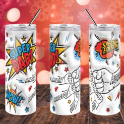 Deconline Crafts Prémium Apák napi Duplafalú termosz egyedi névvel 600 ml "Super Dad (DO133013-TUMBLER-600)