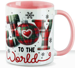Deconline Crafts Karácsonyi bögre "Joy to the world" 330 ml kerámia Rózsaszín Full HD (DO129191-PINK-MUG)