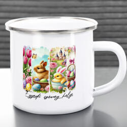 Deconline Crafts Húsvéti zománcozott bögre "Retro Húsvét" egyedi felirattal fém (DO133003-ALU-MUG)