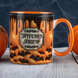Deconline Crafts Halloween mintás bögre "Witches brew" Narancssárga (DO126168-ORANGE-MUG)