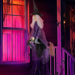 Deconline Hounted house Animált Halloweeni Boszorkány seprűvel 90 cm (979132)
