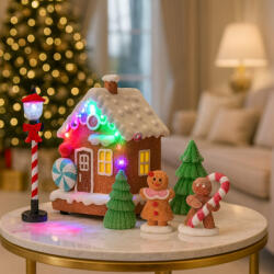 Koopman Karácsonyi falu szett LED világtással "mézi" 7db-os szett (ABG101680)