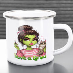 Deconline Crafts Egyedi feliratos Fém bögre "Grincs lány cicával" 360 ml (DO129213-ALU-MUG)
