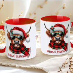 Deconline Crafts Karácsonyi bögre "Marhajó karácsonyt" 330 ml kerámia piros Full HD (do129222-RED-MUG)