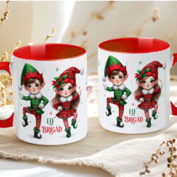 Deconline Crafts Karácsonyi bögre "Elf Brigád" 330 ml kerámia piros Full HD (DO129193-RED-MUG)