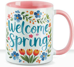 Deconline Crafts Húsvéti bögre "Welcome Spring" , rózsaszín, kerámia (DO133004-PINK-MUG)