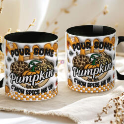 Deconline Crafts Őszi mintás bögre 3d Pufi hatású "Pour Some Pumpkin" fekete (DO126119-BLACK-MUG)
