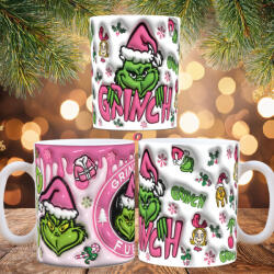 Deconline Crafts Grincses karácsonyi bögre 3D pufi hatású "Pinky (DO129136)