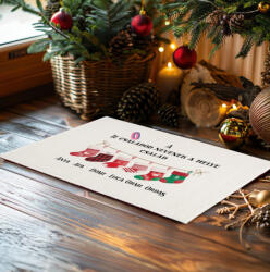 Deconline Crafts Egyedi neves karácsonyi Szőnyeg, Lábtörlő 60X40 cm "Harisnyás család (DO129202-RUG-60x40)