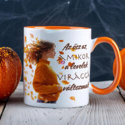 Deconline Crafts Őszi mintás bögre ""Az ősz az. . . " Narancssárga (DO126178-8-ORANGE-MUG)