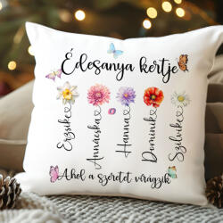 Deconline Crafts Egyedi neves Anyák napi párnahuzat 40x40 cm "Anya kertje (DO133006-PILLOW)