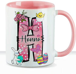 Deconline Crafts Húsvéti bögre "Monogramos" egyedi névvel, rózsaszín, kerámia (DO133009-PINK-MUG)