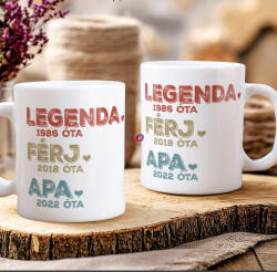 Deconline Crafts Apák napi bögre "Legenda Apa" Személyre szabható, fehér, kerámia (DO133018-CERAMIC-MUG)